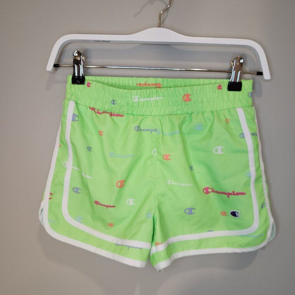 Champion Shorts Neon Green Girls Shorts - Logo Soccer Tennis Running - Size M